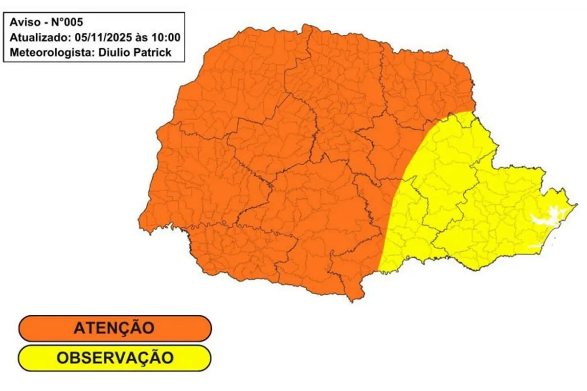 Alerta de temporal no Paraná