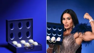 Imagem mostra Gracyanne Barbosa e sua linha de ovos premium, a GracyOvos.