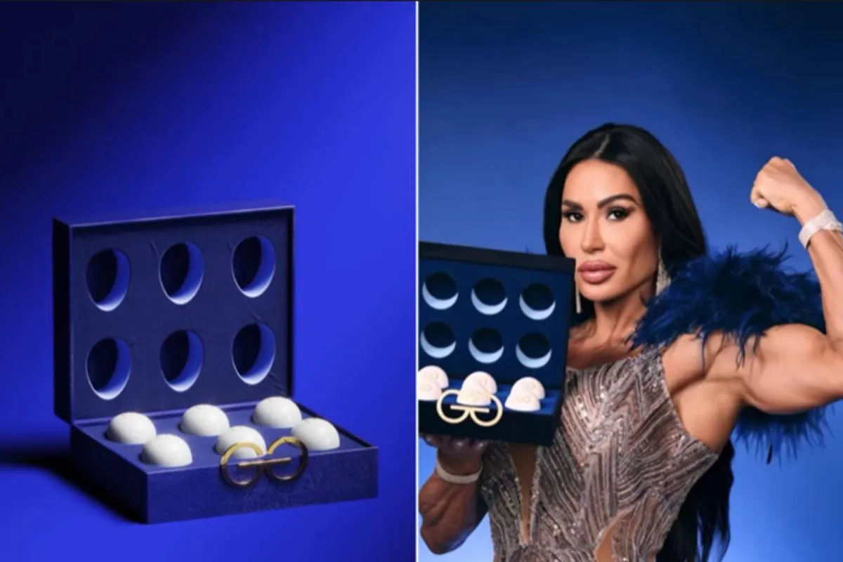 Imagem mostra Gracyanne Barbosa e sua linha de ovos premium, a GracyOvos.