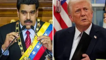 Imagem mostra uma montagem com as fotos de Nicolas Maduro e Donald Trump.