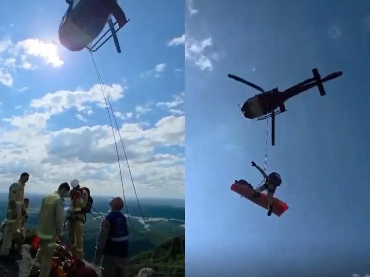 homem cai em trilha no morro do vigia e precisa de resgate de helicóptero