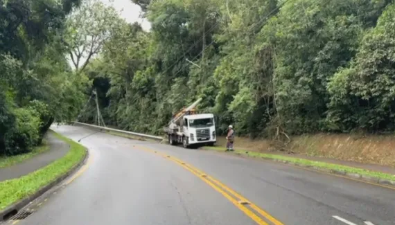 Acidente derruba poste e bloqueia importante avenida próxima ao Parque Barigui