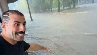 Ex-BBB mostra enxurrada em rua do Centro de Curitiba e viraliza nas redes