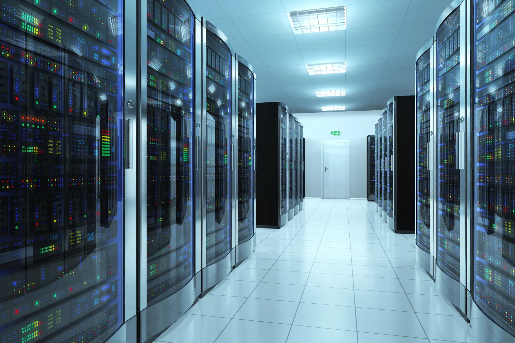 Imagem mostra um data center