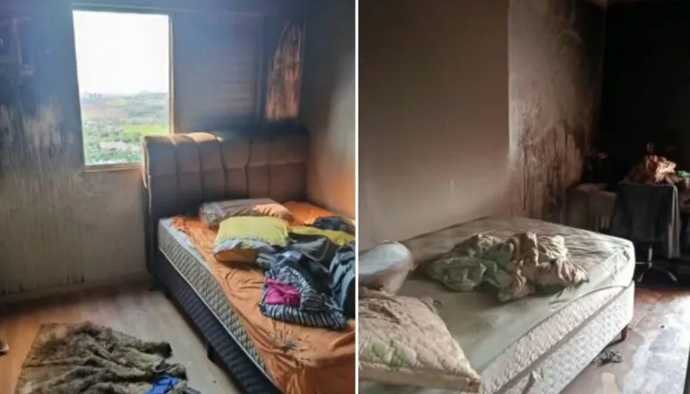Apartamento foi completamente destruído pelas chamas