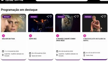Imagem mostra um print do site do Festival de Curitiba 2026