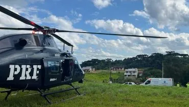 Imagem mostra um helicóptero da Polícia Rodoviária Federal.
