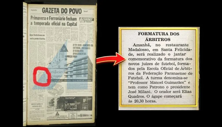 Registro da Gazeta do Povo, de 1967, mostra o Restaurante Família Madalosso já presente no noticiário da época, evidenciando sua inserção precoce na vida social e nos acontecimentos relevantes de Curitiba.