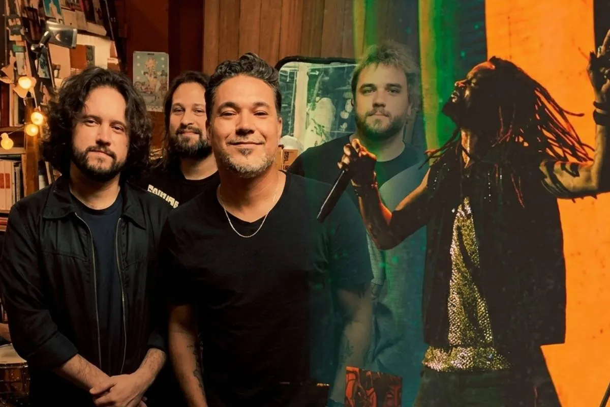 Imagem mostra uma montagem com algumas atrações deste fim de semana em Curitiba: Tributo ao Pearl Jam, Cidade Negra e o melhor do sertanejo raiz.