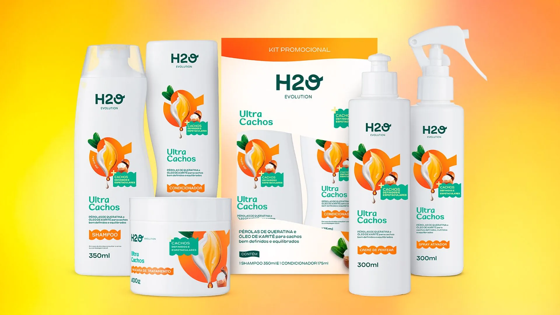 A linha Ultra Cachos, da H2O Evolution, foi desenvolvida para ajudar na definição, hidratação e equilíbrio dos cachos no cuidado diário dos fios.