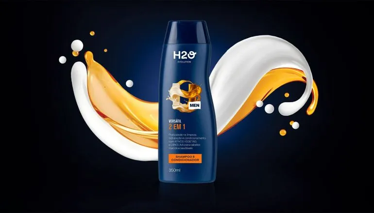O shampoo 2 em 1 Men, da H2O Evolution, foi desenvolvido para homens que buscam praticidade no cuidado diário, unindo limpeza, hidratação e condicionamento em um único produto.