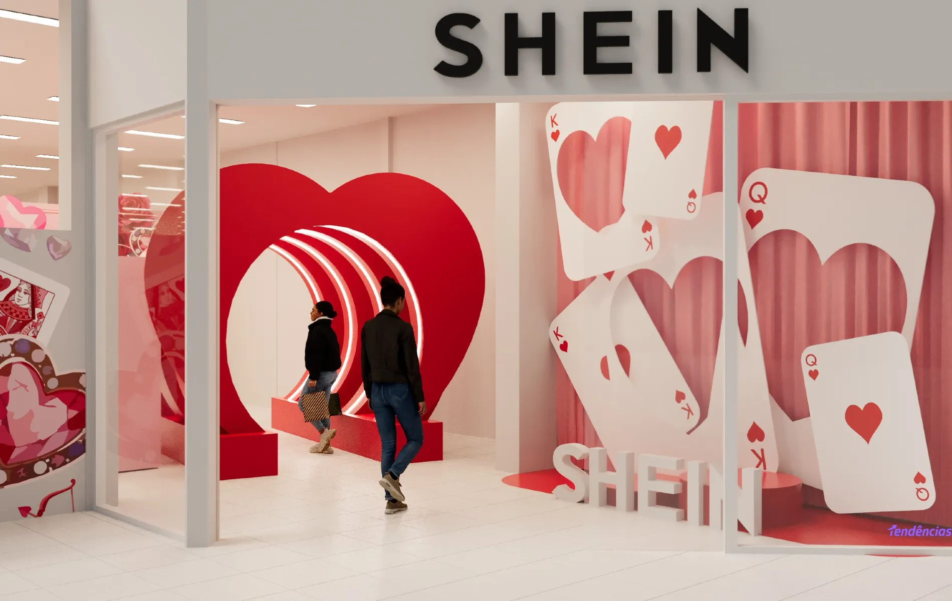 Imagem mostra projeto de vitrine da loja pop-up da Shein em Curitiba.