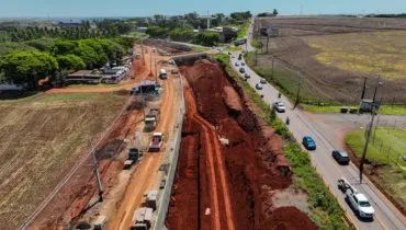 Imagem aérea das obras na rodovia PR-317.