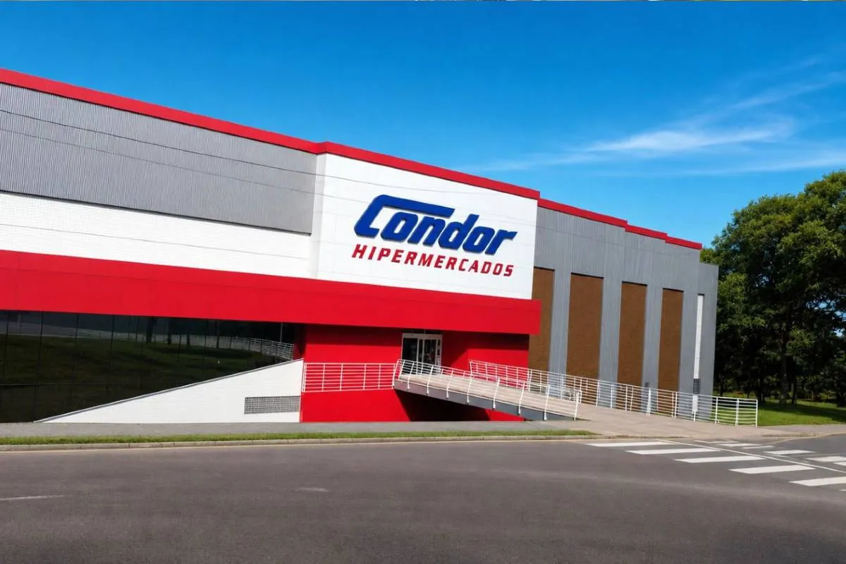 Projeção mostra a nova loja do Condor em Curitiba.