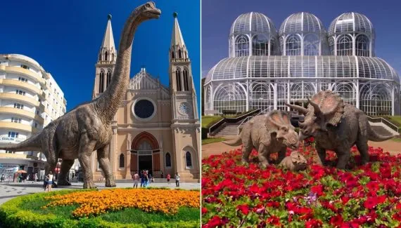 Exposição com dinossauros gigantes começa nesta quinta em Curitiba