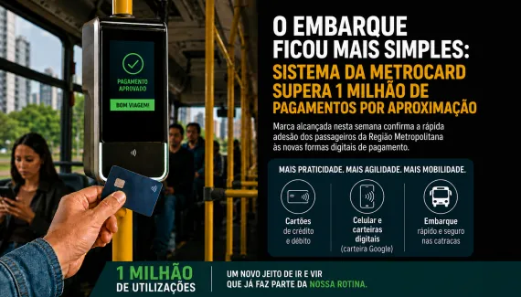 Facilidade no embarque: Metrocard supera 1 milhão de pagamentos por aproximação no transporte coletivo