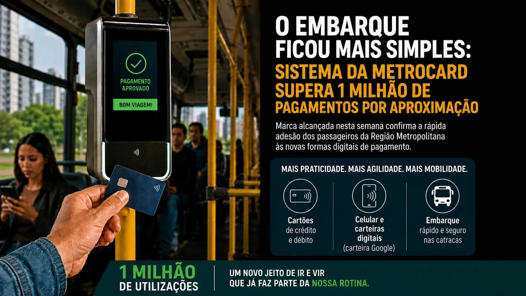 o uso da tecnologia EMV (pagamento por aproximação) acaba de atingir uma marca importante: a Metrocard superou 1 milhão de utilizações.