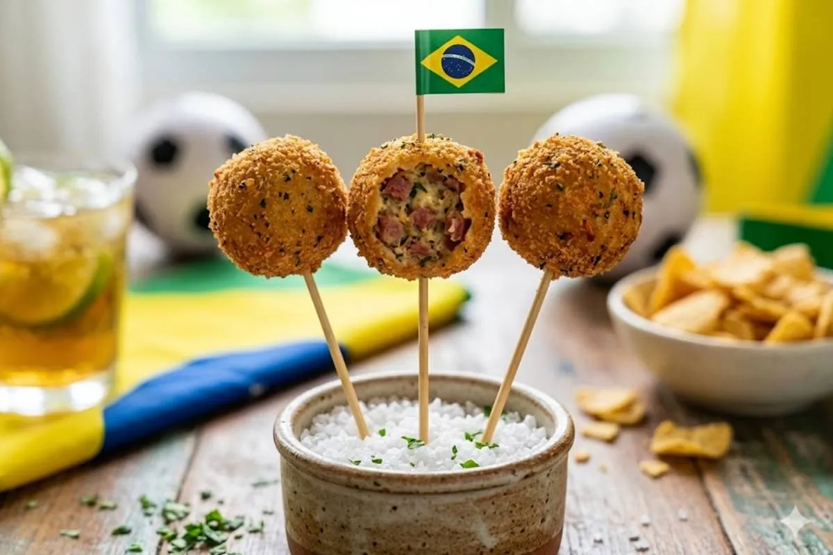 Cake pop de calabresa é uma boa opção de petisco para os jogos da seleção na Copa do Mundo 2026.