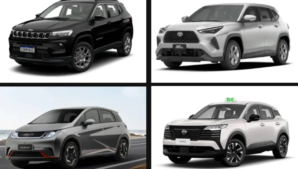 Imagem mostra uma montagem com carros elegíveis no programa Move Brasil.