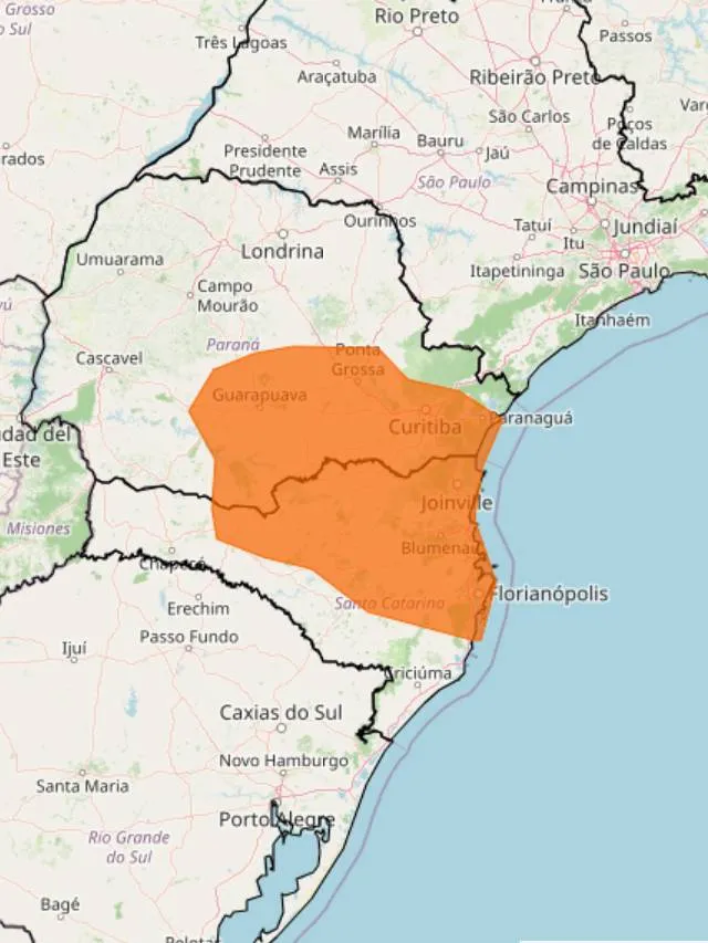 Curitiba em alerta de Perigo para temporal: previsão do tempo