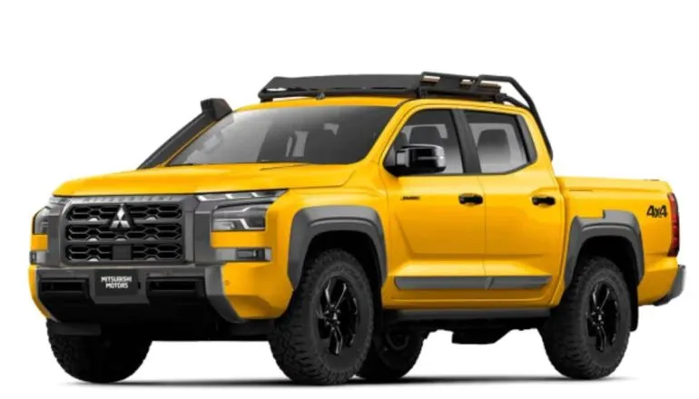 Imagem mostra a nova Triton Savana amarela, da Mitsubishi