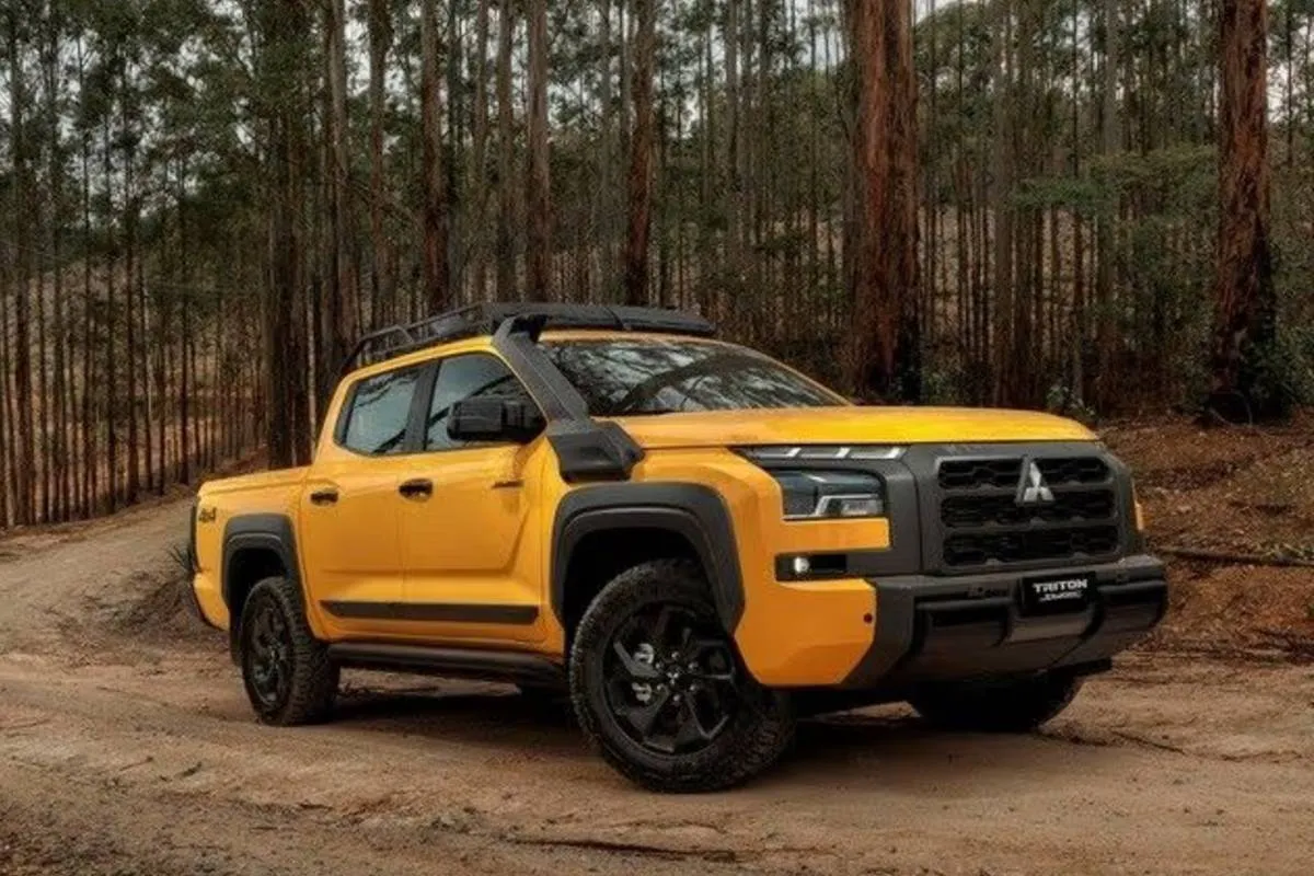 Imagem mostra a nova Triton Savana amarela, da Mitsubishi