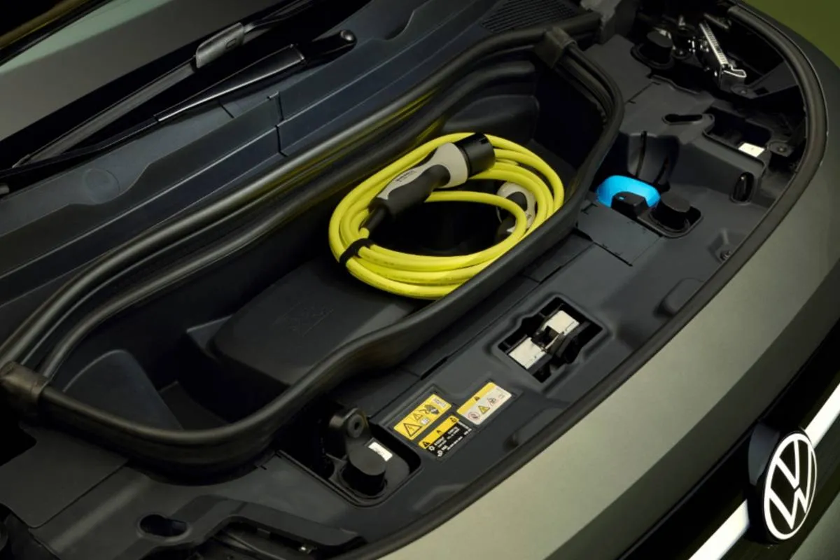 Imagem mostra o "frunk" do novo suv da Volkswagen, o ID Cross.