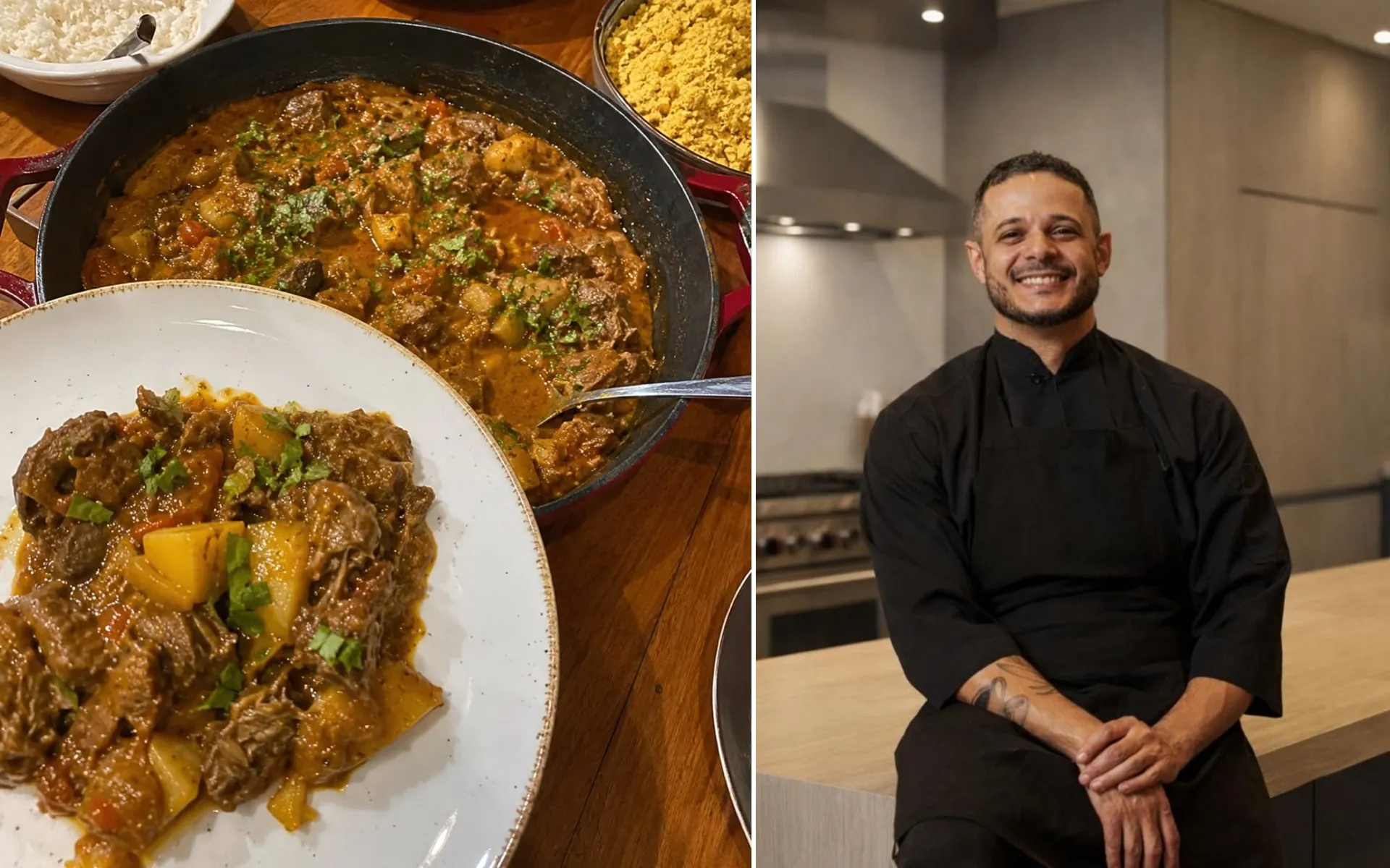 Carne de panela na pressão com mandioca cozida é um dos pratos afetivos do chef Lucas Amaral.