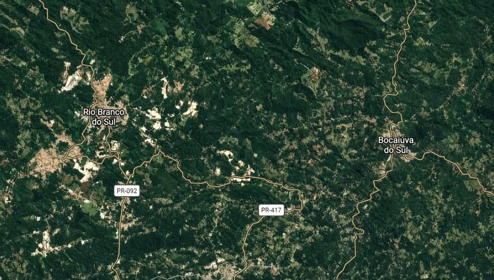 imagem mostra mapa das cidades de Bocaíuva do Sul e Rio branco do Sul,