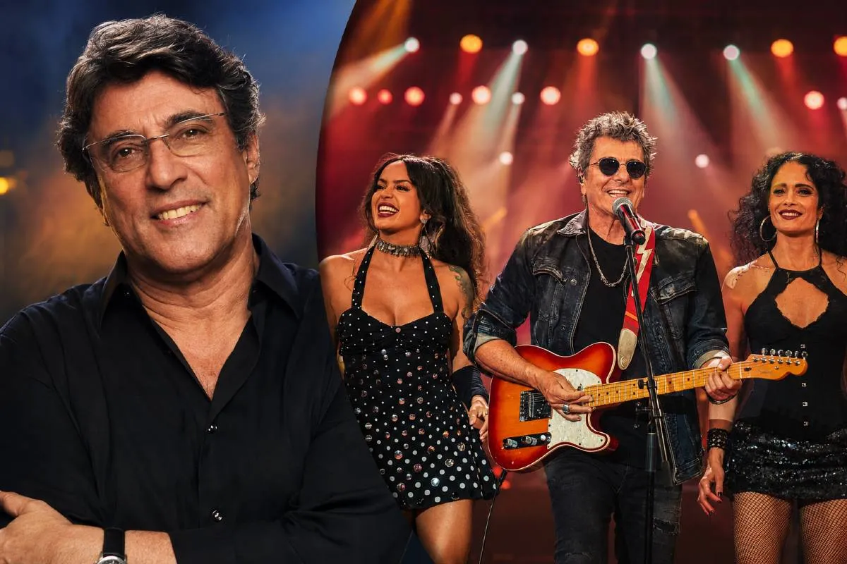 Imagem mostra uma montagem com Ivan Lins e Blitz.