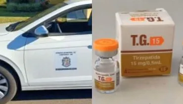 imagem mostra carro usado pelas vereadoras e medicamento apreendido