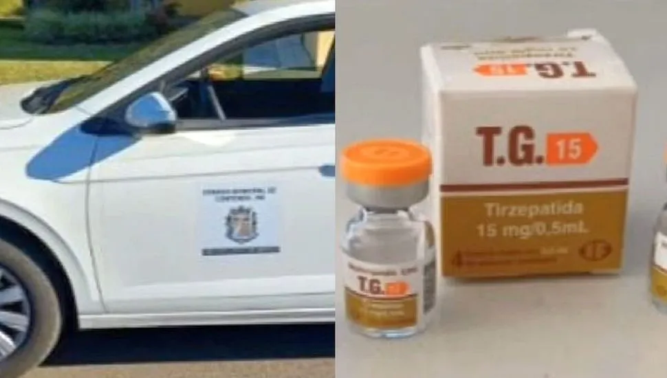 imagem mostra carro usado pelas vereadoras e medicamento apreendido