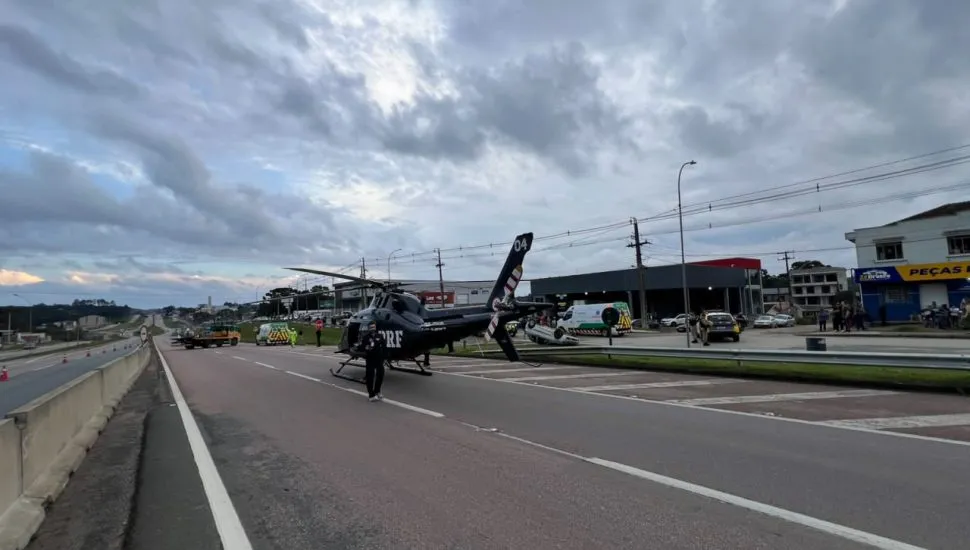 Aeronave da PRF foi chamado para atender a ocorrência. Foto: PRF/Divulgação