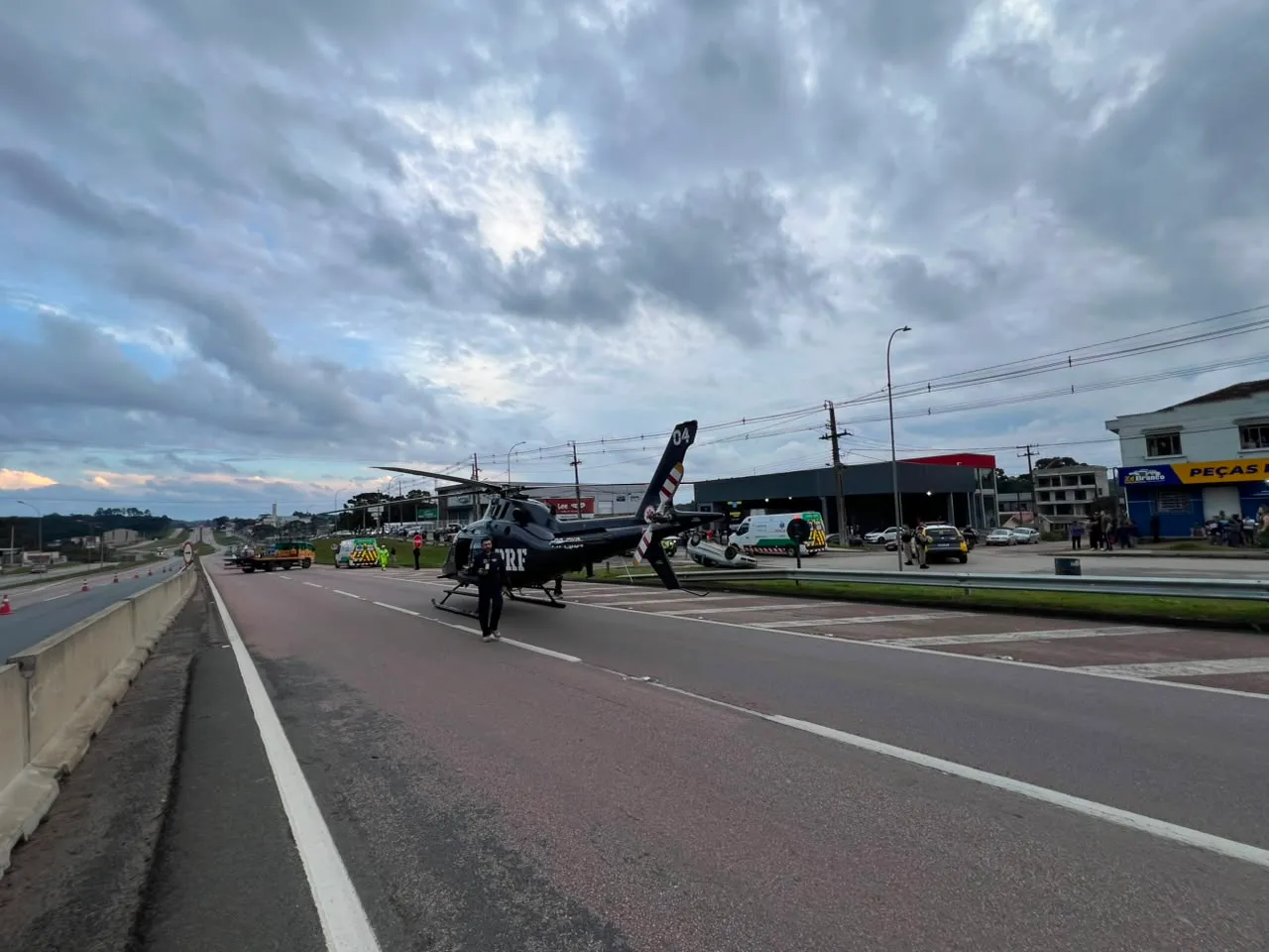 Aeronave da PRF foi chamado para atender a ocorrência. Foto: PRF/Divulgação