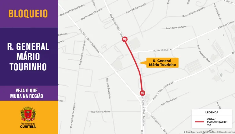 Obra bloqueia faixa de importante avenida de Curitiba e deve piorar trânsito por 60 dias