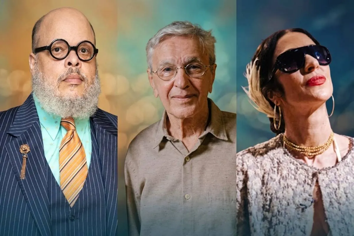 Montagem mostra Ed Motta, Caetano Veloso e Marisa Monte