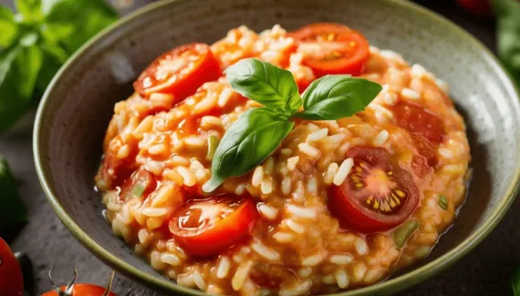 Este risoto de tomate-cereja com manjericão é a receita fácil que faltava para o seu jantar