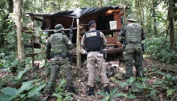 Base ilegal de caçadores é encontrada dentro de parque estadual no Litoral do Paraná