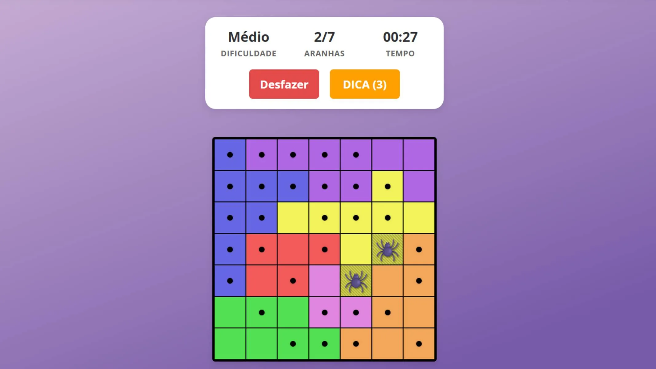 Jogo da Aranha online e grátis para exercitar a mente e organizar cartas com lógica.