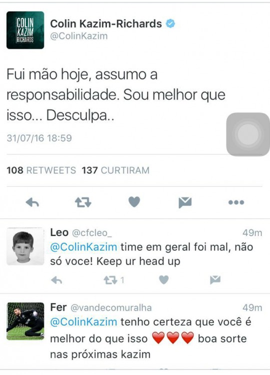 Kazim tentou se desculpar em português nas redes sociais. Foto: Reprodução