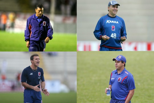 Entre acertos e erros, Paraná já teve como técnicos Paulo Comelli (2008-2009), Velloso (2008), Marcelo Oliveira (2010) e Dado Cavalcanti (2013). Fotos: Arquivo, Arquivo, Arquivo e Felipe Rosa