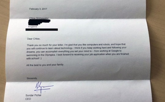 Garota pede emprego no Google e recebe resposta inspiradora do CEO. Foto: Reprodução.