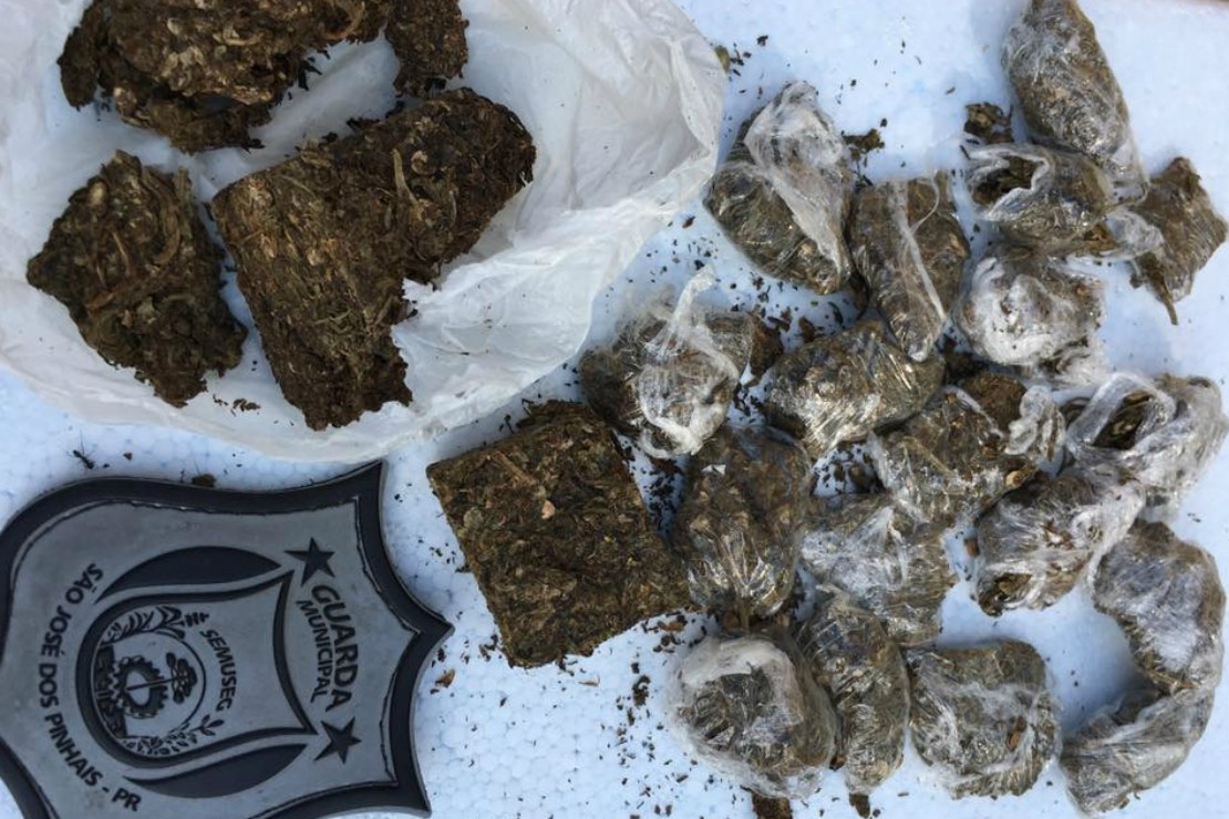 Drogas apreendidas com jovens em praça de São José dos Pinhais