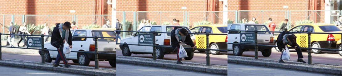 Equipe da Tribuna flagra rapaz atravessando canaleta de ônibus de forma irregular. Foto: Átila Alberti