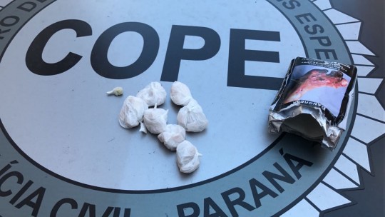 Mais de 100 pedras de crack foram apreendidas. Foto: Divulgação/Polícia Civil.
