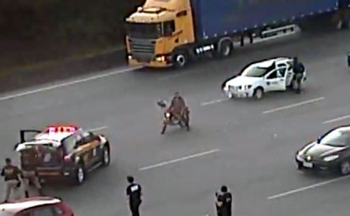 Motorista deu um “cavalo de pau” e fugiu pela contramão. Foto: PRF.