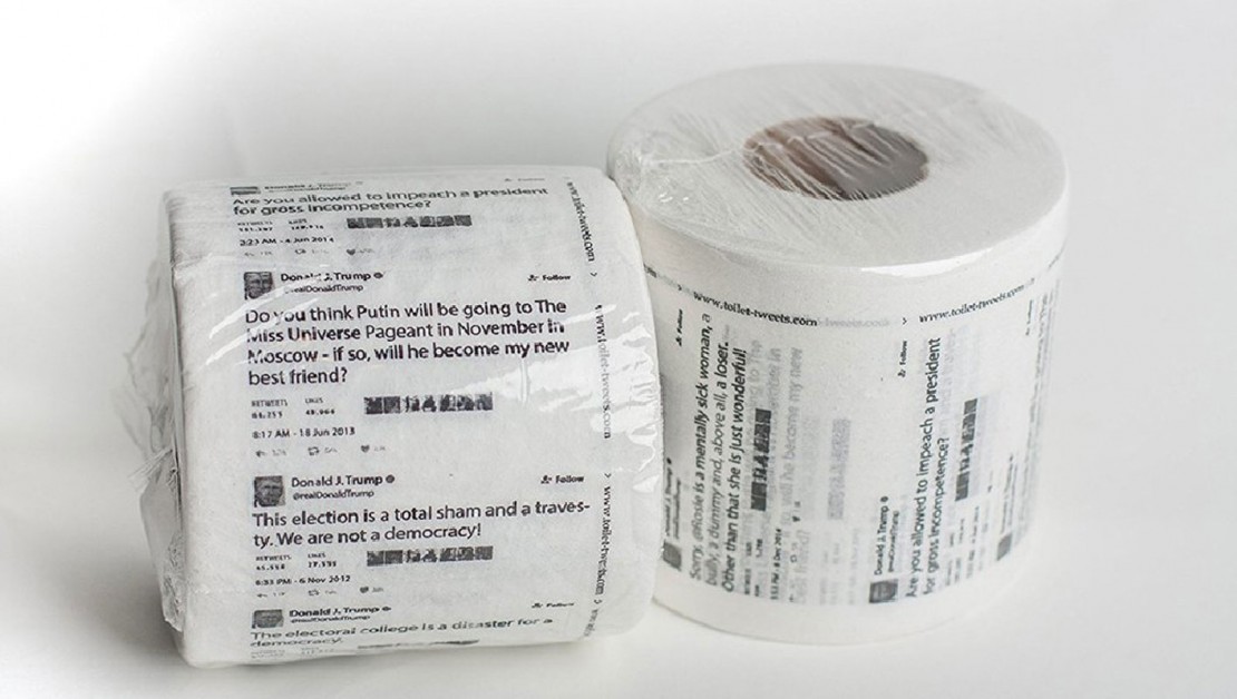 Papel higiênico com tuítes de Donald Trump esgota