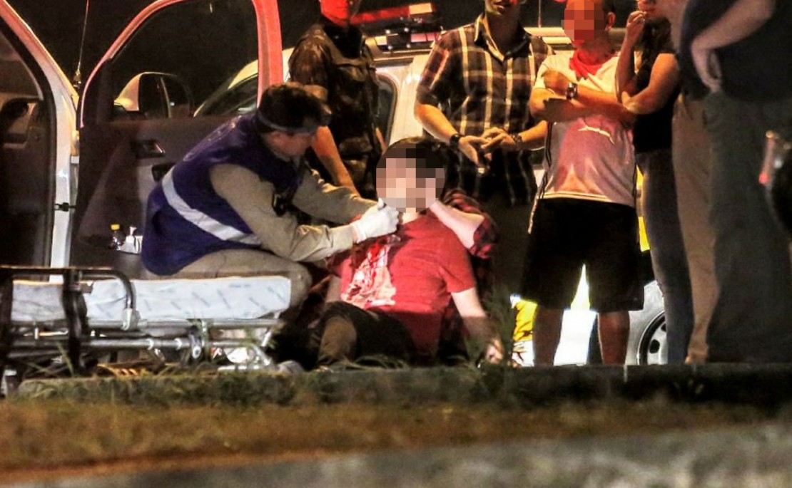 Rapaz foi atingido no rosto e foi encaminhado ao hospital. Fotos: Lineu Filho.
