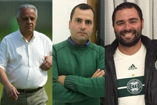 Vialle, Castro e Namur, os candidatos à presidência do Coritiba. Fotos: Arquivo e Reprodução/Facebook
