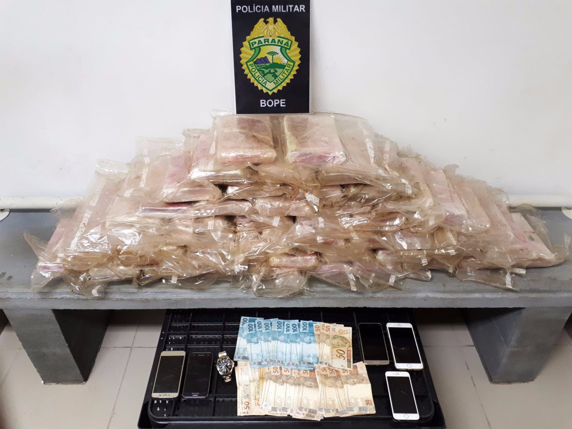 Cocaína apreendida pela polícia. Foto: Divulgação Polícia Militar